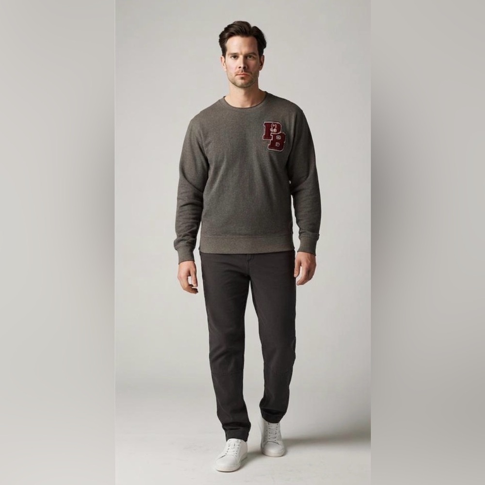 Psycho Bunny Gray Crewneck‎ Sweater with Red Accents